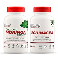 Full Life Moringa and Echinacea Capsules - Herbal Supplement - Moringa Pills for Women and Men - Natural Energy Booster - Kosher, Gluten-Free - Veggie Caps