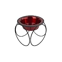 Platinum Pets Olympic Single Diner Feeder with Stainless Steel Cat/Dog Bowl, X-Small, Candy Apple Red