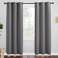 NICETOWN Grey Blackout Curtain Panels for Bedroom, 2 Panels, W42 x L78-inch, Grey, Thermal Insulated Grommet Top Blackout Draperies and Drapes for Basement