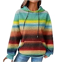 Womens Oversized Sweatshirts Fashion Hoodies Teen Girls Drawstring Casual Lightweight Color Block Fall Knit Pullover