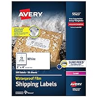 Avery Waterproof Labels with Ultrahold Permanent Adhesive, 2
