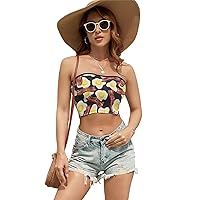 Fried Eggs and Bacon Women's Sexy Crop Top Casual Sleeveless Tube Tops Clubwear for Raves Party
