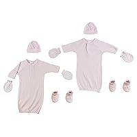 Preemie Gown, Cap, Mittens and Booties - 8 Pc Set