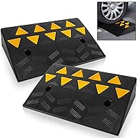 Pyle Car Vehicle Curbside Driveway Ramp - 2PC Heavy Duty Rubber Threshold Bridge Track Curb Ramp, for Loading Dock, Garage, Sidewalk, Truck, Scooter, Bike, Motorcycle, Wheelchair Mobility PCRBDR45