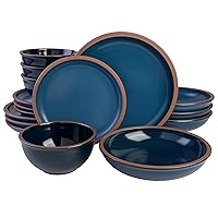 Gibson Elite Lagos Coupe Dinnerware Set, Service for 4 (16pcs), Blue