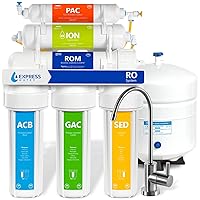 Express Water Reverse Osmosis Deionization Water Filtration System – 6 Stage RO Water Filter with Faucet and Tank – Under Sink Water Filter – with Deionization Water Filter – 100 GPD