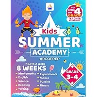 Kids Summer Academy by ArgoPrep - Grades 3-4: 8 Weeks of Math, Reading, Science, Logic, Fitness and Yoga | Online Access Included | Prevent Summer Learning Loss