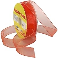 Morex Ribbon Wired 1-Inch Chiffon Ribbon with 25-Yard Spool, Orange
