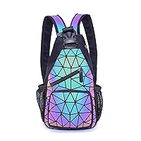 Luminous Geometric Backpacks Women Purses and Handbags Holographic Reflective Bags Iridescent Backpack D