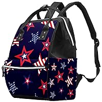 Diaper Bag Flag Stars Backpack Waterproof Care Bag Multifunctional Nappy Changing Bag For Men Women 10.6x7.8x14in