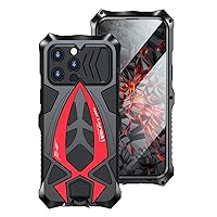 Protective Case for Apple iPhone 14 Pro Phone Cover Built-in Shockproof Metal and Silicone Heavy Duty Phone Cover for iPhone 14pro - Red