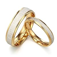 Gemini Free Engrave His and Her Groom Bride 18K Yellow Gold P Matching Anniversary Wedding Couple Ring Valentine Day Gift