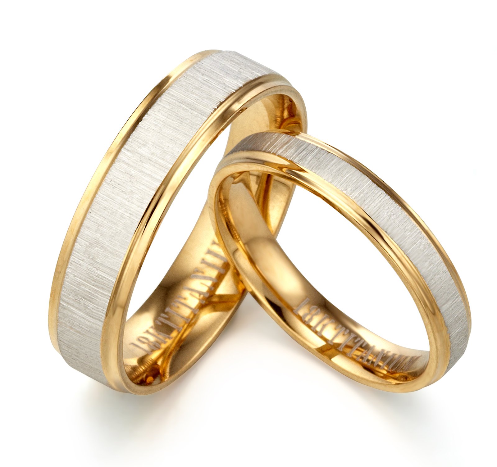 Gemini Free Engrave His and Her Groom & Bride 18K Yellow Gold P Matching Anniversary Wedding Couple Ring, Valentine's Day Gift US size 4 to16