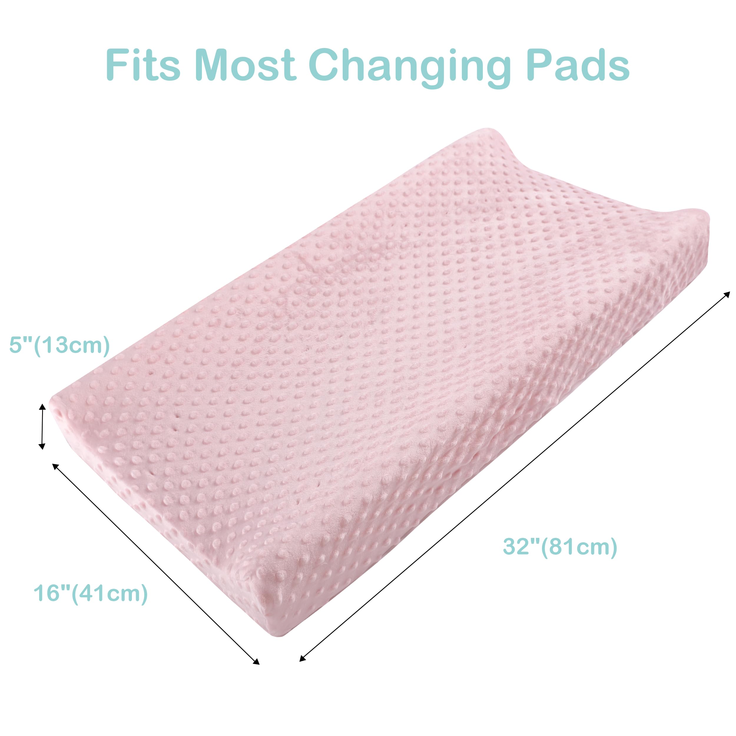 Vextronic Changing Pad Cover Ultra Soft Minky Dots Plush Changing Table Covers Breathable Changing Table Sheets Wipeable Diaper Changing Pad Cover for Baby Boys Girls (2 Pack)