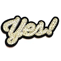 Fashion Yes! Patch Yes! Funny Words Sequin Shine Shiny Cartoon Kid Baby Girl Jacket T-Shirt Patch Sew Iron on Embroidered Sign Badge Costume Clothing