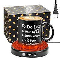 Coffee Mug Warmer & Funny Mug Set, Electric Smart Coffee Warmer with 3-Temp Settings, Beverage Warmer for Cocoa Milk Tea Candle, 8 Hours Auto Shut Off,Coffee Gifts for Coffee Lovers
