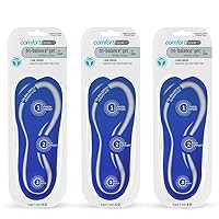 Comfort Zone Tri-Balance Gel Orthotic Insoles for Men, 3/4 Length Inserts for Menâ€™s Shoe Sizes 8-12, 1 Pair (Pack of 3)