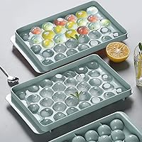 Round Ice Cube Tray with Lid, Ice Ball Maker Mold for Freezer with Container Mini Circle, Ice Cube Tray Making, 33PCS Sphere Ice Chilling Cocktail Whiskey Tea Coffee