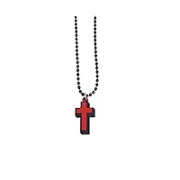 Cross Necklace Solid Red Black
