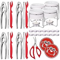 33 Pcs Crab Crackers and Tools Set with 4 Crab Leg Crackers, 4 Crab Forks, 4 Lobster Shellers, 4 Butter Warmers, 1 Seafood Scissors, 14 Tealight Candles and 2 Crab Grabbers - Seafood Tools Set
