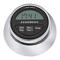 Zassenhaus Magnetic Retro Digital Kitchen Timer, 2.75-Inch, Silver