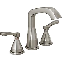 Delta Faucet Stryke Widespread Bathroom Faucet Brushed Nickel, Bathroom Faucet 3 Hole, Diamond Seal Technology, Metal Drain Assembly, Stainless 35776-SSMPU-DST