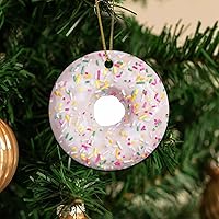 Sweet Tooth Delicious Food Donuts Foodie Gift for Holiday Tree Decoration Personalized Christmas Ornament for Girl Baptized Ornament Keepsake Christening Gift for Girls Boys Godmother Pendant Souvenir