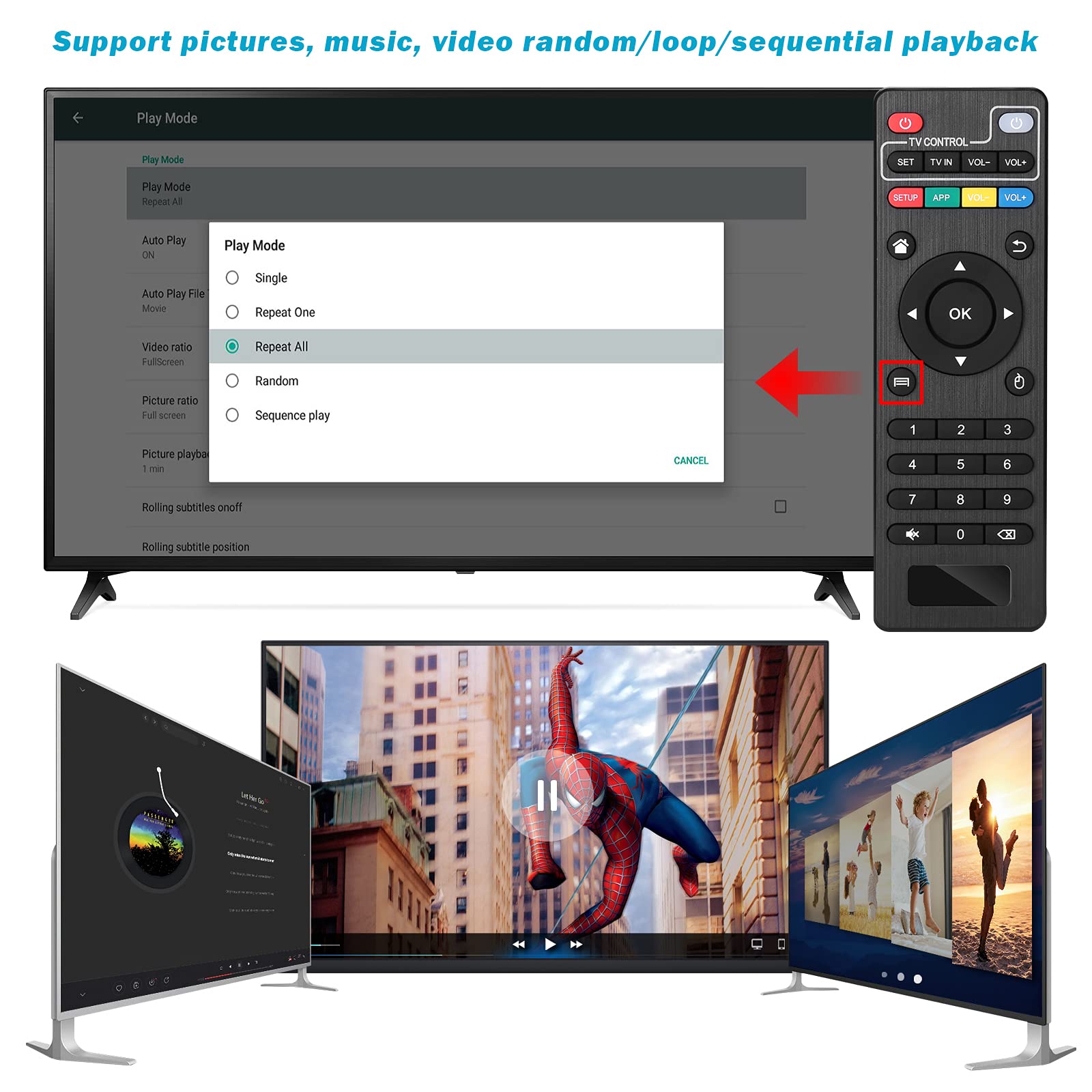 4K@60hz MP4 Media Player&Remote Control, Support 8TB HDD/ 256G USB Drive/SD Card with HDMI/AV Out for HDTV/PPT MKV AVI MP4 H.265-Support Advertising Subtitles/Timing,Networkable,Mouse&Keyboard Control