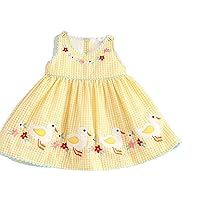 Babygirl Spring Dress with Embroidered Flowers & Cartoon Ducks - Cute Toddler Fashion