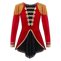Kids Girls Halloween Ringmaster Costumes Boys Red Circus Tailcoat Jacket Ringleader Lion Tamer Fancy Dress Up Red A 6 Years
