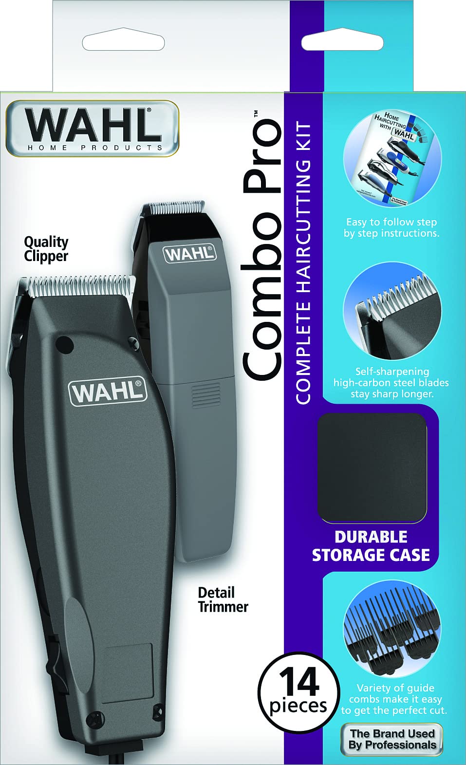 Wahl Clipper Corp Pro 14 Piece Styling Kit with Hair Clipper and Beard Trimmer for Total Body Grooming - Model 79450, Chrome