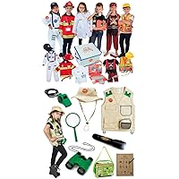 Born Toys 6-in-1 Kids' Dress Up & Pretend Play Firefighter, Astronaut, Scientist, Construction, Pirate, Office and Explorer Set