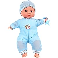 Click N' Play Baby Boy Doll 12” with Removable Blue Outfit and Hat with Pacifier - Boy Baby Doll