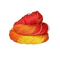 3 Ply 100% Mulberry Silk Lace Weight Yarn | Perfect for Knitting & Crocheting and Weaving | Premium Quality Silk Yarn for Luxurious Creating Projects.(50 Grams – 260 Yards,Red & Yellow)