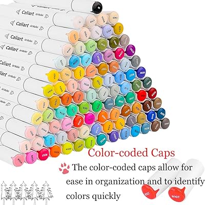Caliart 40 Colors Dual Tip Art Markers Permanent Alcohol Based