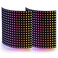 BTF-LIGHTING 2 Pack WS2812B ECO RGB Alloy Wires 5050SMD Individual Addressable 16X16 256 Pixel LED Matrix Flexible FPCB Full Color Works with K-1000C,SP107E Controllers Image Video Text Display DC5V