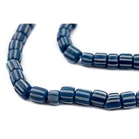 Java Gooseberry Beads - Full Strand of Striped Glass Beads - The Bead Chest (Blue, 4mm)