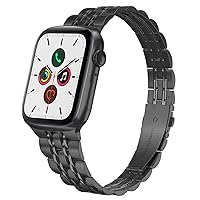 Band Compatible with Apple Watch Band 384041mm Series 7 6 5 4 for Women Men, iWatch Bands 424445mm Series 3 2 1 SE, Business Stainless Steel Strap Wristbands (7 BeadsBlack,