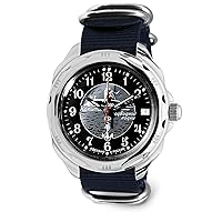 VOSTOK | Komandirskie 211831 Submarine Сaptain Mechanical 40mm Wrist Watch | WR 20m | Black Blue Dial Mechanical Watch | Luminous dots