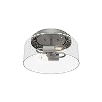 Hunter - Hartland 2-light Matte Silver, Medium Size Flush Mount Light, Dimmable, Casual Style, Round Shaped, for Bedrooms, Kitchens, Foyers, Bathrooms - 19014