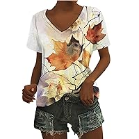 Womens Summer Tops Short Sleeve V Neck Tee T Shirts Dressy Casual Loose Fit Shirts Tunic Tops