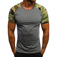 T-Shirts for Man,Fashion Plus Size Casual Slim Shirts Camouflage Printed Short Sleeve T-Shirt Top Blouse 2024