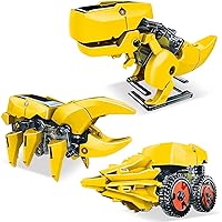 PicassoTiles Solar Powered Transformer Robot 12-in-1 + 3-in-1 + 6-in-1, Space Robot, Dinosaur Robot, UFO Robot, Creative STEM Kids Unique Renewable Sun Energy Science Experiment DIY Kit Boy Girl Age8+