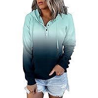 VIEACTIVEWEAR Hoodie for Women Tie Dye Sweatshirt Teen Girl Button Down Teen Tops Casual Long Sleeve Oversize Pullover