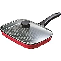 Oaks Leye LS1504 Grill Pan with Lid, Fish Roaster, Red