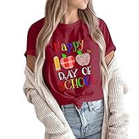 100 Days of School Shirt Womens Graphic Tshirts Funny Inspirational Teacher Shirt Novelty Short Sleeve Tee Top