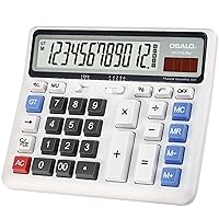 Desktop Calculator Extra Large LCD Display 12-Digit Big Number Accounting Calculator with Giant Response Button, Battery & Solar Powered, Perfect for Office Business Home Daily Use(OS-2135)