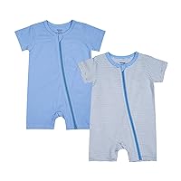 Teach Leanbh Baby Boys or Girls 2 Pack Pajamas Cotton Short Sleeve Zipper Romper Jumpsuits Sleep and Play 3-24 Months …