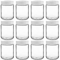 Suwimut 12 Pack Glass Mason Jars, 8 oz Regular Mouth Small Glass Canning Jars with Airtight Lid, Glass Storage Containers for Jelly, Jam, Honey, Beans, Spice, Yogurt, Food Storage