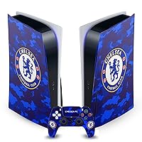 Head Case Designs Officially Licensed Chelsea Football Club Camouflage Mixed Logo Vinyl Faceplate Gaming Skin Decal Compatible with Sony Playstation 5 PS5 Disc Edition Console & DualSense Controller